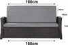 A front view of a gray sofa cushion with dimensions indicated by text and arrows. Produktbild-Vorschau