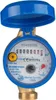A close-up studio shot of a water meter with a blue protective cap. Produktbild-Vorschau