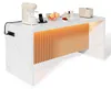 Kücheninsel 155x80x90, weiße Marmorfront, LED, 2 Steckdosen Produktbild-Vorschau 12