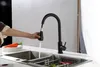 A person is using a black kitchen faucet with a pull-down sprayer over a double sink. There are plates and a carrot on the counter. Anteprima dell’immagine prodotto