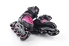 A pair of black and pink inline skates are shown against a white background. Voir les images du produit