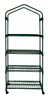A green metal shelving unit with four shelves and a peaked top, shown against a white background. Anteprima dell’immagine prodotto