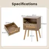 Comodino KOMFOTTEU con cassetti in rattan, comodino in Anteprima dell’immagine prodotto 4
