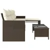Gartensofa in L-Form mit Tisch und Kissen Braun Poly Rattan Produktbild-Vorschau 5