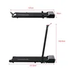 Two views of a foldable treadmill with dimensions indicated. Produktbild-Vorschau
