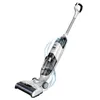 A white and gray cordless wet and dry vacuum cleaner is shown against a white background. Water is depicted splashing around the base of the vacuum. Produktbild-Vorschau