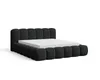 A black upholstered bed frame with a mattress on a white background. Voir les images du produit