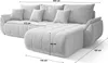 A diagram of a sectional sofa with dimensions indicated. Voir les images du produit