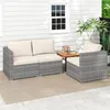 COSTWAY Sofa ogrodowa z polyratanu z poduszkami, 3-osobowa Podgląd zdjęcia produktu 2