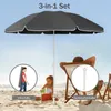 Sekey Sonnenschirm Ø 160 cm Rund Strandschirm Balkonschirm Produktbild-Vorschau 3