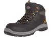 A black work boot with yellow accents and laces, shown against a white background. Produktbild-Vorschau