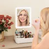 HOMCOM Verlichte make-up spiegel, oplaadbaar, witte Productafbeelding-voorbeeld 2