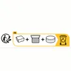 An instructional graphic showing items to be recycled. Produktbild-Vorschau