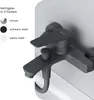 A close-up view of a dark gray bathroom faucet mounted on a wall, with color options listed to the left. Produktbild-Vorschau