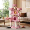 A pink cat tree with two cats is shown in a living room setting. Produktbild-Vorschau