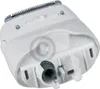 A close-up, angled view of a white electric shaver attachment with gray accents. Produktbild-Vorschau