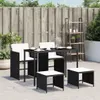 5-tlg. Garten-Essgruppe mit Kissen Schwarz Poly Rattan Produktbild-Vorschau 2
