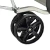 A close-up view of the wheels and frame of an outdoor table tennis table. Produktbild-Vorschau