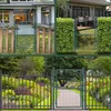 A collage of images showing different garden gates and fences in various settings, including a house entrance, a hedge, and a garden path. Produktbild-Vorschau