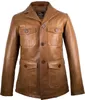 Herren Ledersakko Lederblazer Blazer Mantel Braun Vintage Produktbild-Vorschau 1