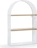A white arched shelf with two wooden shelves, isolated on a white background. Produktbild-Vorschau