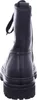 A back view of a black lace-up boot with a thick sole. Produktbild-Vorschau