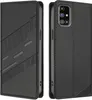 A black leather flip case for a smartphone is shown from two angles. Produktbild-Vorschau