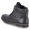A black leather bootie is shown from a side-rear angle against a white background. Voir les images du produit