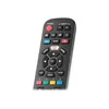 A close-up view of a black remote control with various buttons. Voir les images du produit