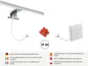 Diagram showing the connection of a light fixture to a wall switch, including a junction box and IP44 rating. Náhled obrázku produktu