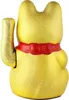 A golden Maneki Neko cat figurine with a red collar, shown from the back. Produktbild-Vorschau