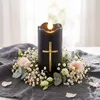 Schwarze LED-Kerze mit Kreuz und Flammeneffekt, Produktbild-Vorschau 5