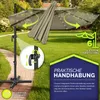An outdoor patio umbrella is shown in a garden setting, with close-ups highlighting its features. Anteprima dell’immagine prodotto