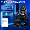 A gaming chair with informational overlays and gaming-related background elements. Voir les images du produit