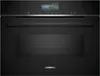 Siemens iQ700, Einbau-Kompaktbackofen mit Mikrowellenfunktion, 60 x 45 cm, Schwarz, Edelstahl CM776GKB1 Frontansicht geschlossen Produktbild-Vorschau
