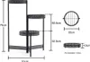 Diagram showing the dimensions of a black metal plant stand. Náhľad obrázku produktu