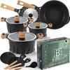 Kochtopf-Set schwarz Topfset Pfannenset Kochtopf Produktbild-Vorschau 1
