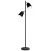 A black and gold two-headed floor lamp on a white background. Náhled obrázku produktu