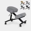 A grey ergonomic kneeling chair is shown against a white background. Several other chairs in different colors are visible in the upper right corner of the image. Produktbild-Vorschau