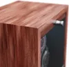 A close-up view of the corner of a wooden watch winder with a silver knob. Náhled obrázku produktu