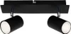 A black ceiling spotlight with two adjustable cylindrical lamps is shown against a white background. Voir les images du produit