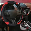 Lenkradabdeckung Set aus Echtem Leder Schwarz-Rot Produktbild-Vorschau 2