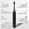 A black electric toothbrush is shown with various feature callouts and icons. Podgląd zdjęcia produktu