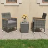 3-tlg. Bistro-Set Poly Rattan und Hartglas Grau Produktbild-Vorschau 2