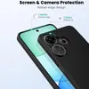 Close-up view of a black phone case on a smartphone, highlighting screen and camera protection features. Produktbild-Vorschau