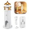 A lighthouse lamp and its accessories are displayed against a white background, with a smaller inset image showing the lamp in a decorative setting. Produktbild-Vorschau