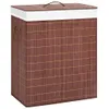 A brown bamboo laundry basket with a white lid and brown handles, shown against a white background. Náhľad obrázku produktu