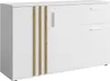 A white sideboard with wooden accents and two drawers on the right. Náhled obrázku produktu