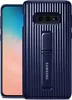 A dark blue Samsung phone case with a built-in stand is shown against a white background. Produktbild-Vorschau