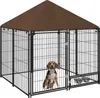 PawHut Hundehütte mit Markise, Outdoor-Hundepark aus Metall Produktbild-Vorschau 1